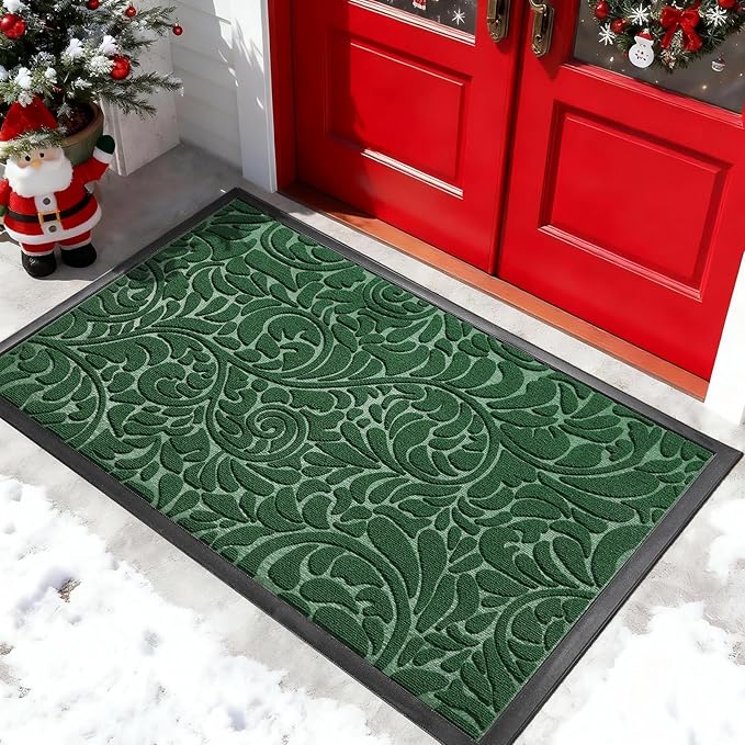 Yimobra Extra Large Door Mat 60x36, Waterproof Sturdy Outdoor Mats for Front Door, Heavy Duty Non-Slip Doormat for Garage Patio Entryway Indoor, Easy Clean, Green