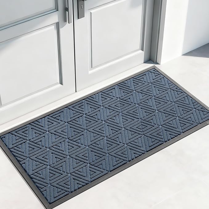 Yimobra Large Door Mat 47x24, All-Weather Waterproof Non-Slip Welcome Matt Outdoor, Heavy Duty Non Slip Doormat for Entryway for Patio and Garage Indoor, Easy Clean, Blue