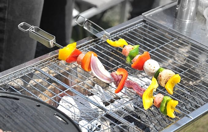 Jokari Pro Grade 6 in 1 Lighted Grill Set. All In One Industrial Strength Tool Includes Easy Grip Handle, Spatula, Adjustable Tongs, Knife Blade, Scraper, LED Flashlight, BBQ Skewers and Bottle Opener