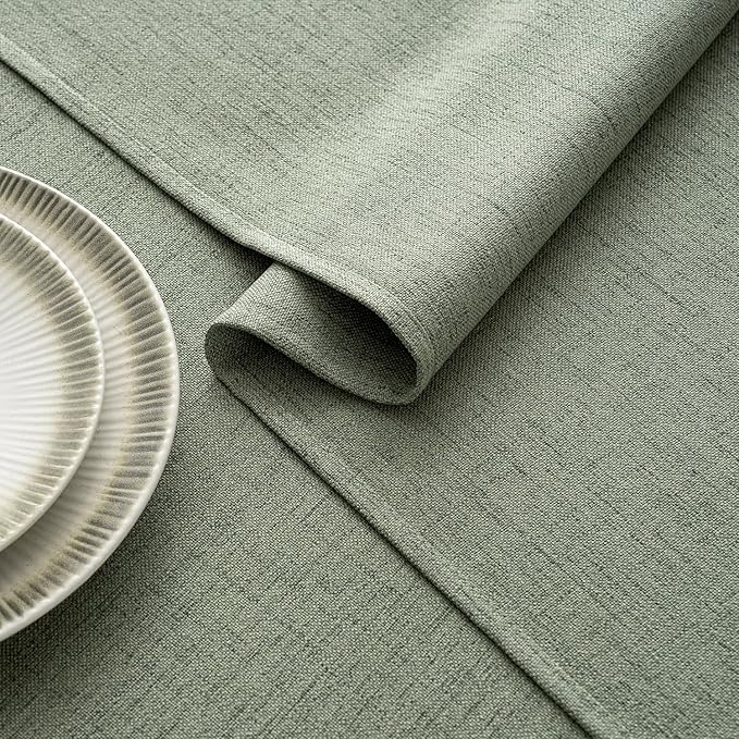 MIULEE Sage Green Linen Polyester Tablecloth 52x70 Inch Spring Rectangle Table Cloth Waterproof,Stain Resistant & Wrinkle Resistant for Dining Party Wedding