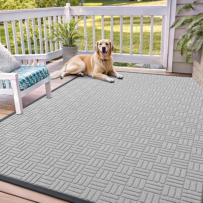 OLANLY Front Door Mat Outside Entrance 71x47, Absorbent, Heavy Duty Sturdy Natural Rubber Doormat Indoor Outdoor, Non-Slip, Stain and Fade Resistant, Low Profile Floor Mat for Entryway, Light Gray