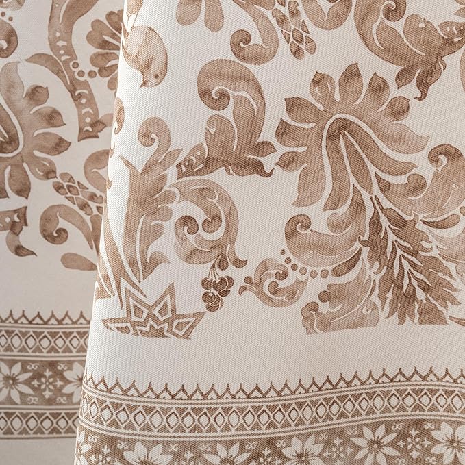 Maison d' Hermine Table Cloth Round Table 100% Cotton 69 Inches Fall Tablecloth Reusable Everyday Use for Thanksgiving Christmas Decorations Dining Farmhouse Party (Allure)