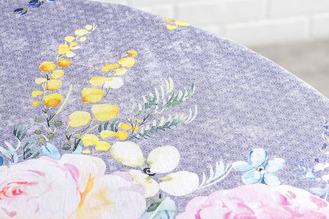 Maison d' Hermine Table Cloth Round Table 100% Cotton 63 Inches Tablecloth Reusable Decorative for Dining Room, Farmhouse, Home, Party, Festive & Wedding Spring Summer - Sweet Rose Lavender - Lush