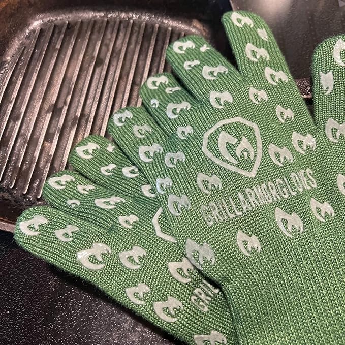 Grill Armor Oven Gloves – 932°F Heat, Fire & Cut Resistant Mitts for BBQ, Grill, Cooking, Grilling, Baking, Smoker & Fire Pit