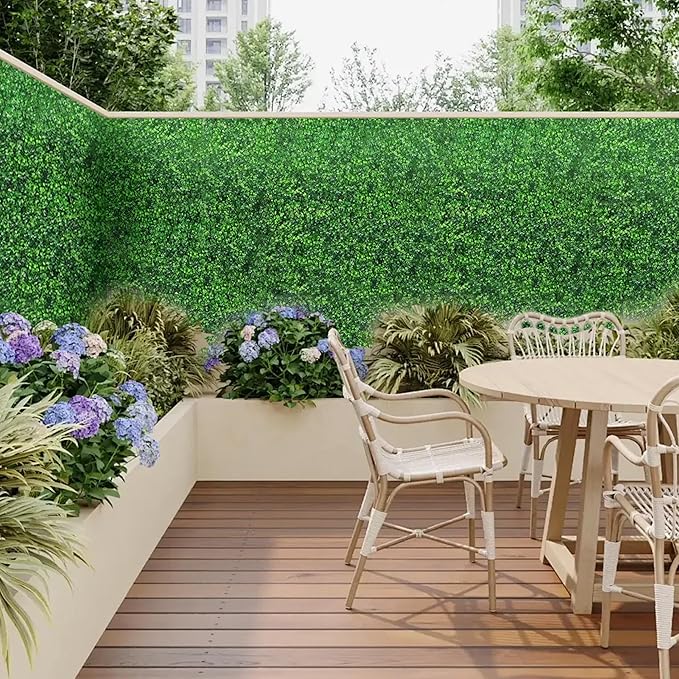 12PCS 24x16 Artificial Grass Wall Panels - Boxwood Privacy Screen UV Protected Waterproof Indoor Outdoor Garden Fence Backyard