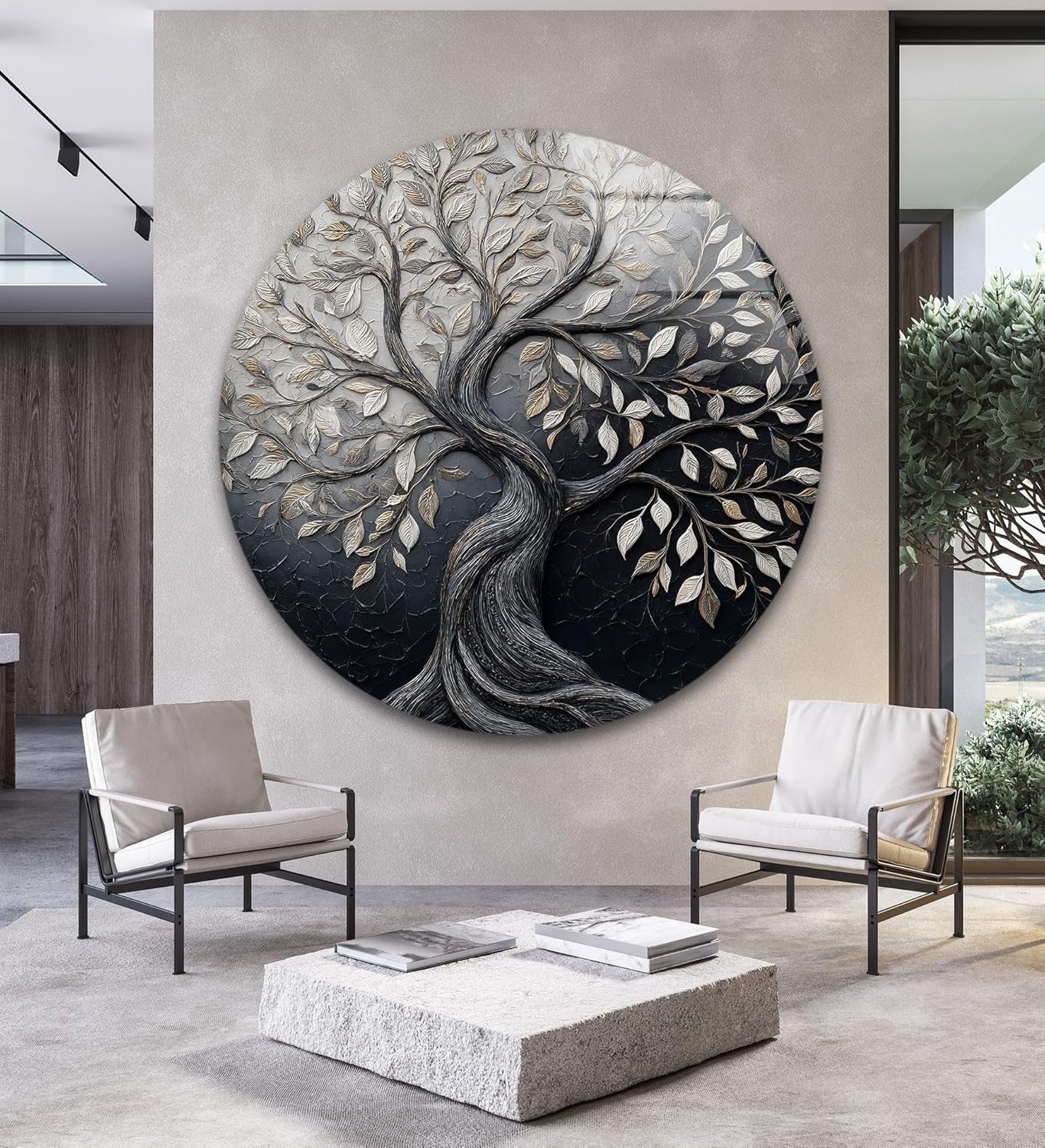 My Photostation.com 10''(25cm) Diameter Twilight Tree of Life Round Glass Wall Art Tempered Glass Printing Wall Decor Large Wall Art Wall Hangings