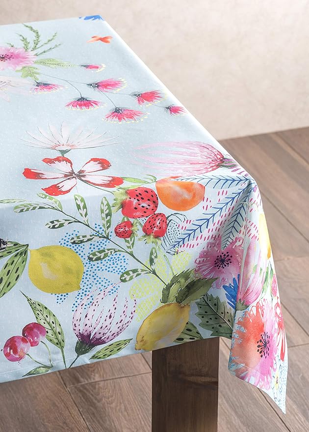 Maison d' Hermine Table Cloth Rectangle Table 100% Cotton 54 x 72 Inches Tablecloth Reusable Decorative for Dining Room, Farmhouse, Home, Party, Festive & Wedding Spring Summer - Jardin D'Ete - Mint