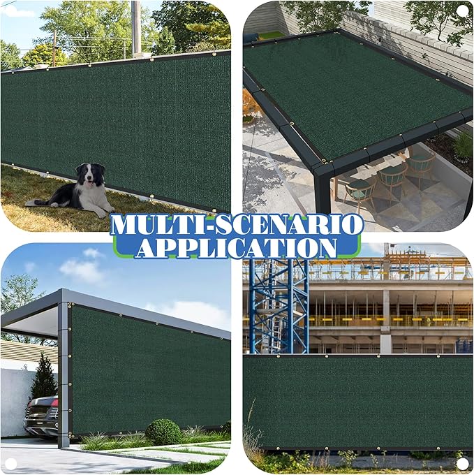 ECOOPTS 4'x244' Privacy Fence Screen Windscreen with Copper Grommets, Fit for Commercial Fence and Residential Garden Outdoor 90% UV Blockage, Cable Zip Ties Included (Green)