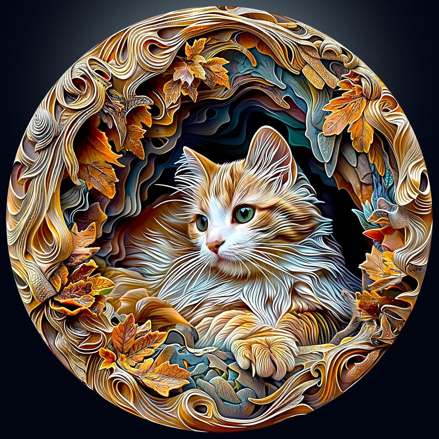 masseruon Puzzles for Adults 1000 Pieces-Cat Puzzle-26.6 * 26.6in Round Jigsaw Puzzels with HD Matte Finish-Hard Difficult Puzzel for Adult-Challenging Gift for Puzzel Lovers Home Decor
