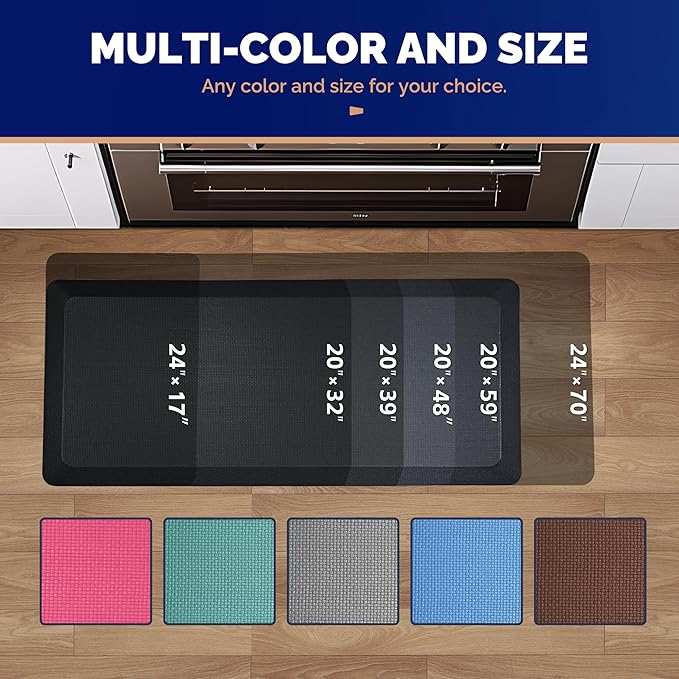 FEATOL Anti Fatigue Mat for Standing, 9/10 Extra Thick Ergonomic Standing Desk Mat, Comfort & Durable Memory Foam Standing Mat at Home,Office All Day (17" x 24", Black, 2PC)