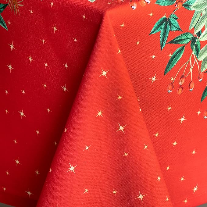 Maison d' Hermine Table Cloth Rectangle Table 100% Cotton 70 x 108 Inches Fall Tablecloth Reusable Everyday Use for Thanksgiving Christmas Decorations Dining Farmhouse Party (Noel)