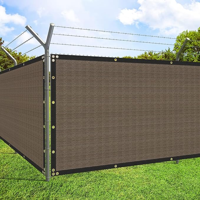 ECOOPTS 4'x65' Privacy Fence Screen Windscreen with Copper Grommets, Fit for Commercial Fence and Residential Garden Outdoor 90% UV Blockage, Cable Zip Ties Included (Brown)