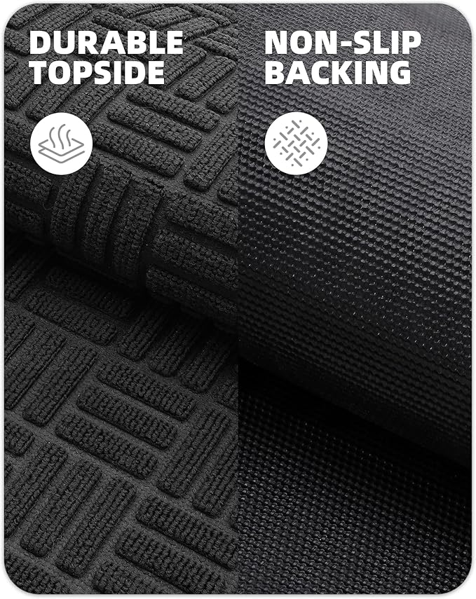 Color&Geometry Front Door Mat Outside Entrance, Heavy Duty Non Slip Low Profile Doormat for Entryway, Trap Dirt and Moisture Welcome Mats All-Weather, Easy Clean, Patio, Garage, 24"x36" Black