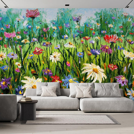 wall26 Wall Sticker/Wall Mural Wildflower Abstract, Not Peel and Stick, Non-Woven Wallpaper Decorative for Bedroom, Living Room, Office - 120x144 inches