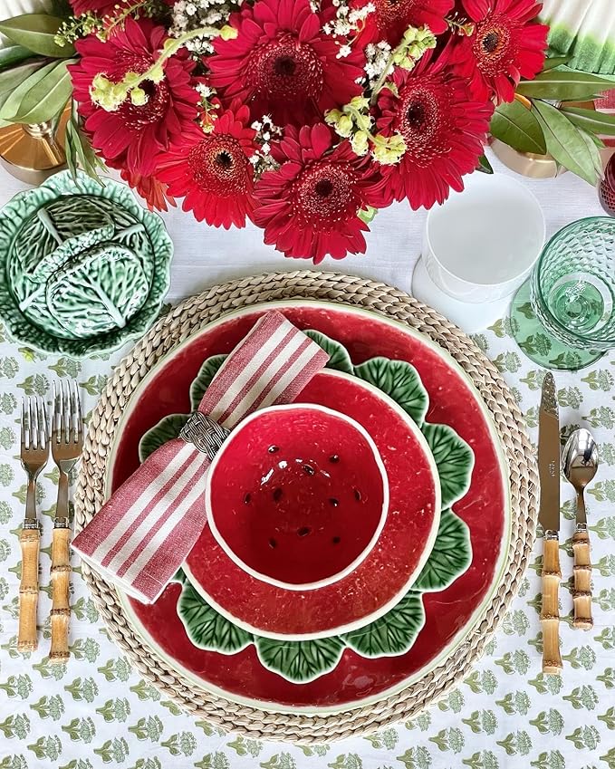 CPC Tablecloth 100% Cotton 60x90 Inch Indian Block Print Rectangle Table Cover, Washable Table Cloth for Weddings, Spring/Summer, Barbeque - Emerald Green