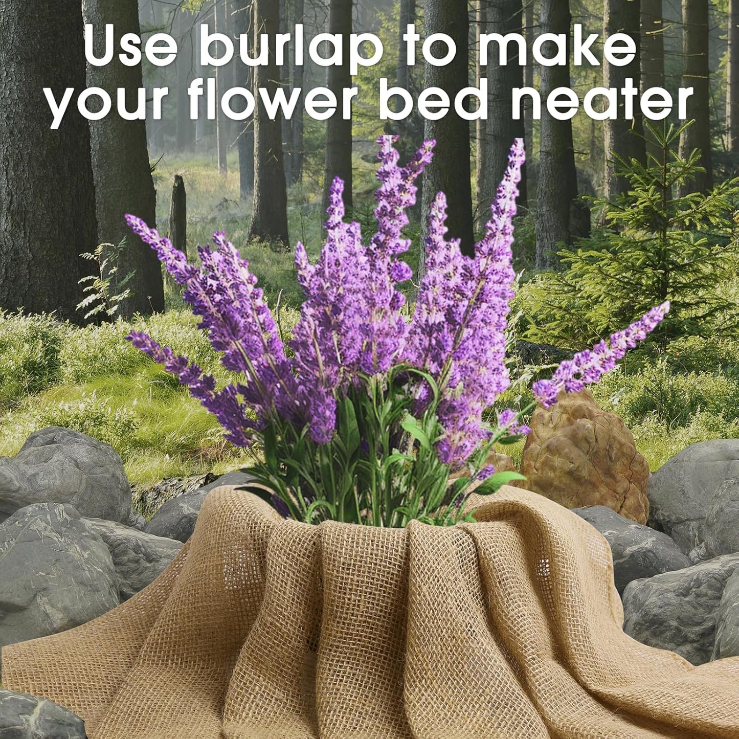 Burlap Fabric - Garden Burlap Fabric Roll Natural Jute Outdoor Fabric Burlap Weed Barrier Trees Trunk Wrap for Crafts Farmhouse Gardening Table Decor for Crafts (19.7" x 15 Feet)