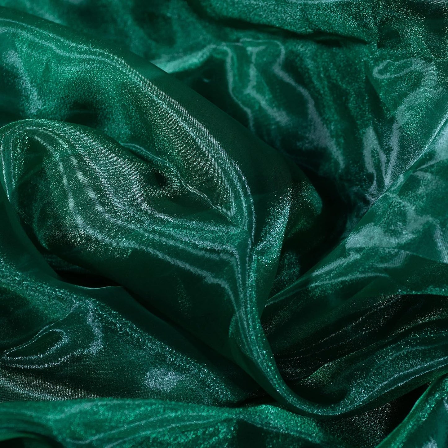 Fynite Organza Fabric | 1 Yard Long | 44" Wide | Bridal Solid Organza Bolt for Wedding Dress Fashion Craft Decorations - Silky Shiny Sheer Organza - Hunter Green