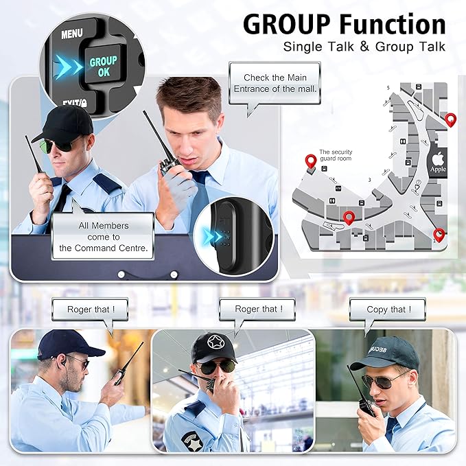 SAMCOM FPCN30A Two Way Radios Long Range 5 Watts Walkie Talkies for Adults Rechargeable 2 Way Radios UHF Programmable Handheld Business Radio 1500mAh Battery with Earpieces,Group Call, 6 Packs