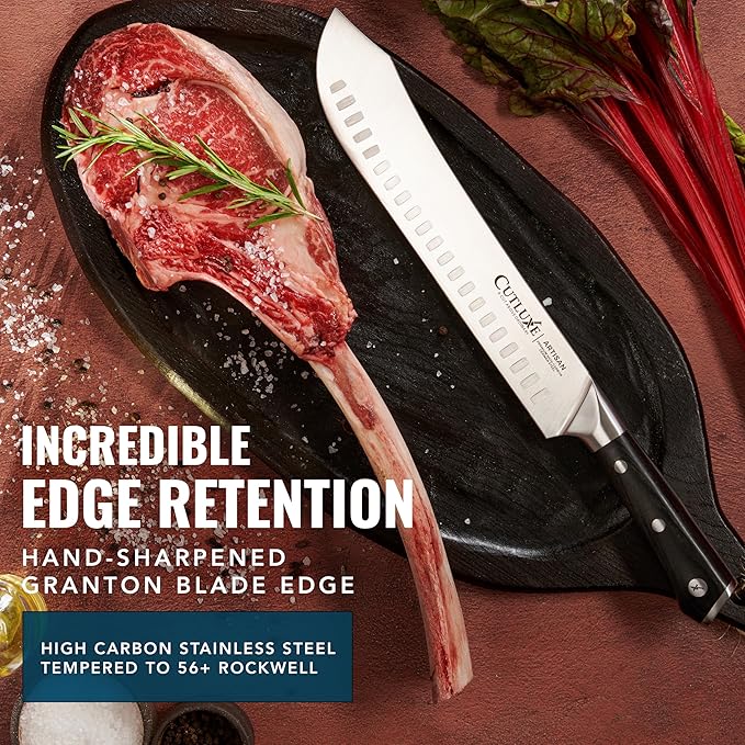 Cutluxe Butcher Knife – 10″ Bullnose Carving Knife, Forged High Carbon German Steel – Full Tang & Razor Sharp – Ergonomic Handle Design, Grilling Gifts for Men – Artisan Series