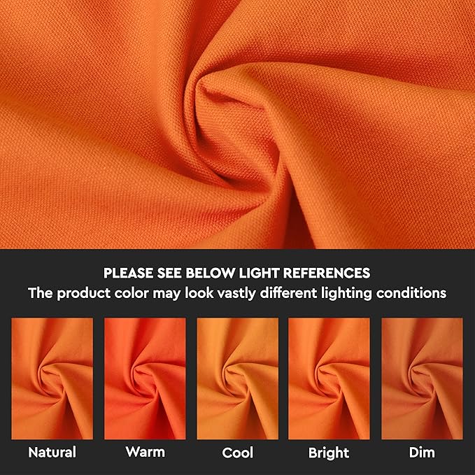 Encasa XO Table Runner 13"x48" Long | Cotton Canvas Fabric | Orange Solid Color | Machine Washable & Durable
