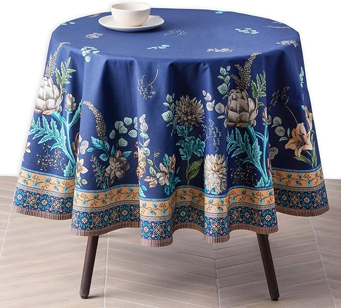 Maison d'Hermine Premium Table Cloth Round Table 100% Cotton 70 Inches Tablecloth Reusable Decorative Everyday Use for Dining Room, Farmhouse, Home, Party, Festive & Wedding - Artichoke