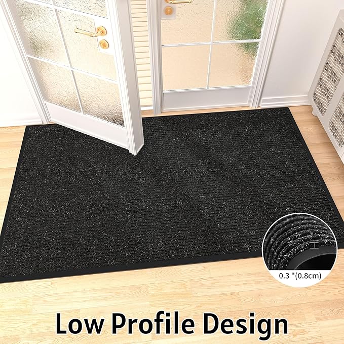 Front Door Mat Indoor Outdoor Entrance, 30" x 72" All-Season Heavy Duty Waterproof Doormat, Non-Slip Absorbent Entryway Mat, Easy to Clean, Low Profile Commercial Floor Mat for Indoor Outdoor