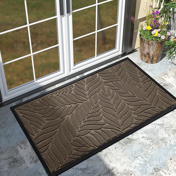 Yimobra 47x32 Large Door Mat Outdoor Indoor, All-Season Waterproof Door Mat Outside Entrance, All-Weather Non-Slip Outside Doormat for Garage Patio Entryway, Brown