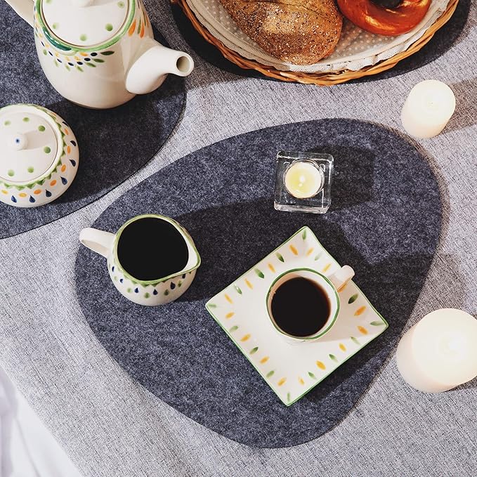 Chillify Table Coaster Set of 6 | Felt Coasters | Non-Slip, Heat-Resistant, Washable Table Mats | Suitable for Outdoor Use | Gray, Oval