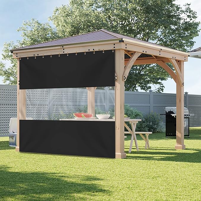 Covers & all Outdoor Clear Panel Curtain, 12 oz Vinyl Outdor Curtains for Patio, Waterproof & Weather Resistant Tarp with Brass Grommets for Pergola, Porch, Gazebos, Balcony (9’ H x 4’ W Feet, Black)
