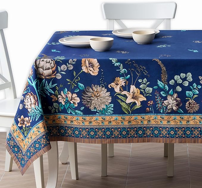 Maison d' Hermine Premium Table Cloth Rectangle Table 100% Combed Cotton 120 x 70 Inches Tablecloth Reusable Decorative for Dining Room, Farmhouse, Home, Party, Festive & Wedding - Artichoke