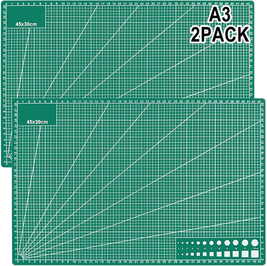 2 PCS Self Healing Cutting Mat 12" x 18": Sewing Rotary Cutting Mat for Crafts and Fabric Sewing Scrapbooking Quilting and Precision Cutting (2, Green)