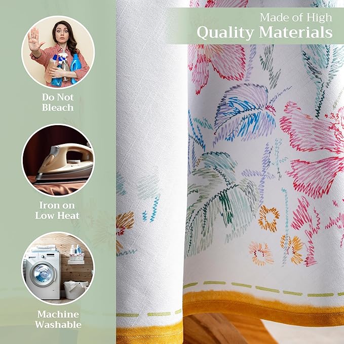 Maison d' Hermine Table Cloth Round Table 100% Cotton 69 Inches Tablecloth Reusable Decorative Everyday Use for Dining Room, Farmhouse, Home, Party, Festive & Wedding Spring Summer - Paradise Island
