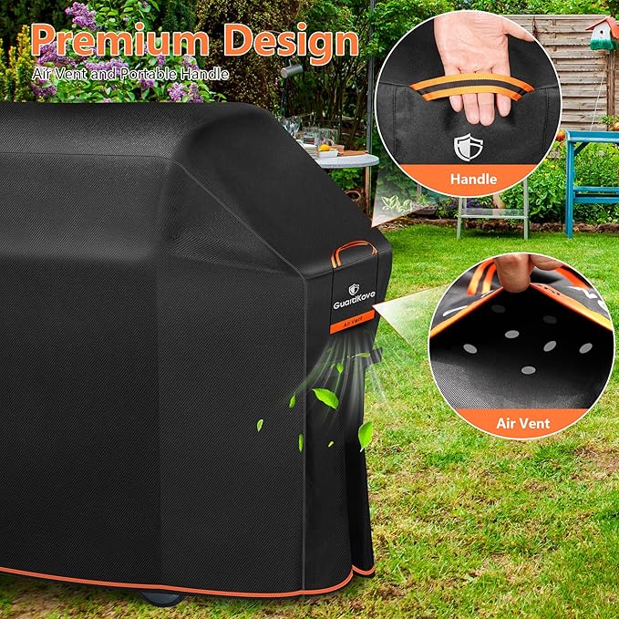 [Upgraded 1000D Heavy Duty Fabric] 55" Grill Cover for Outdoor Grill, Waterproof, Tear & Fade Resistant BBQ Cover with Buckle & Air Vent, Gas Grill Cover for 3-4 Burner Weber Nexgrill Char-Broil Grill