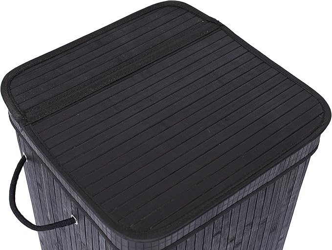 BIRDROCK HOME Square Laundry Hamper with Lid and Cloth Liner, Medium Basket with Soft Handles, Durable Collapsible Fabric Bin for Clothes,Towels, Dorm, Narrow Closet, Bedroom, Dirty Laundry - Espresso