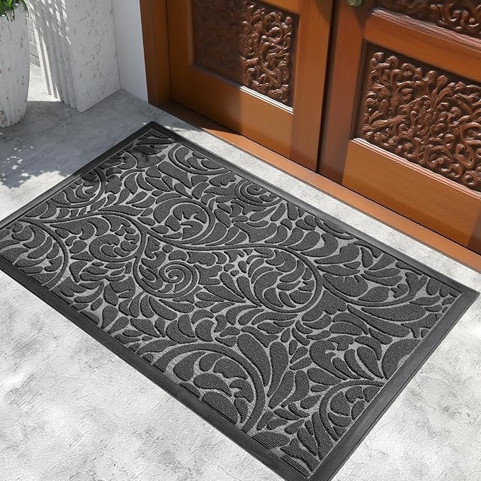 Yimobra Extra Large Door Mat 60x36, Waterproof Sturdy Outdoor Mats for Front Door, Heavy Duty Non-Slip Doormat for Garage Patio Entryway Indoor, Easy Clean, Grey