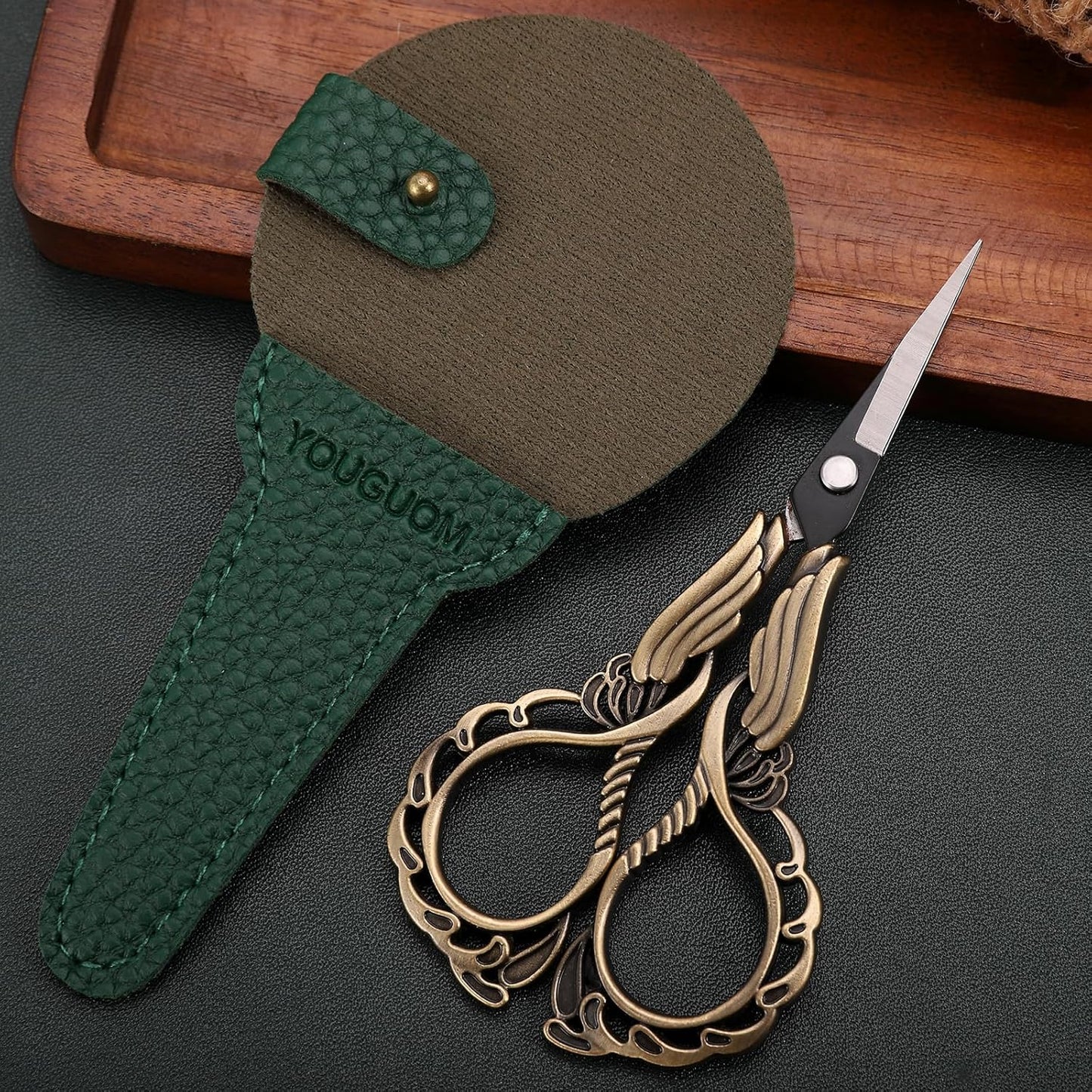 Sharp Detail Scissors with Case Embroidery Crafting Sewing Scissor for Needlework Threading Craft Artwork DIY Tools, Vintage Little Precision Shears