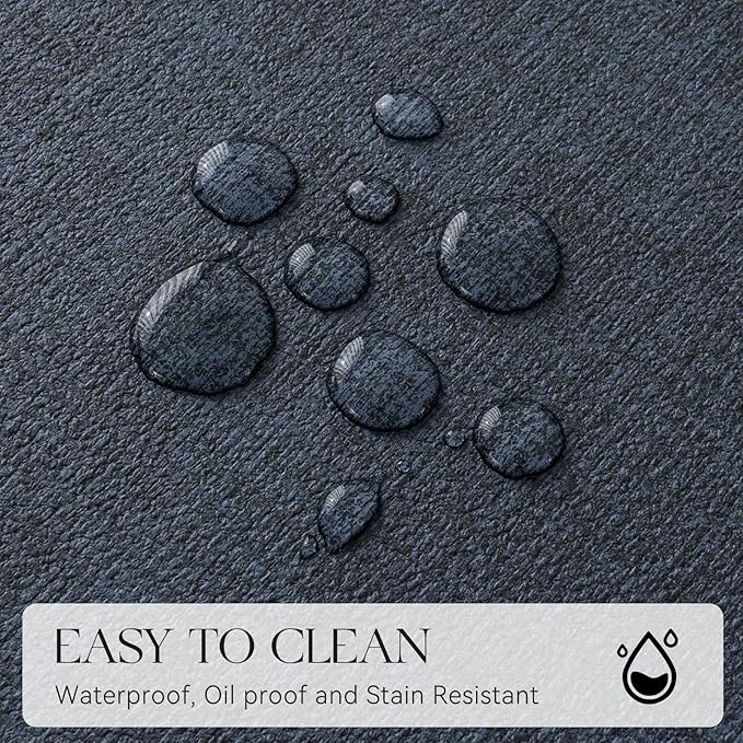 MOSAYT Faux Leather Placemats Set of 12, Heat Resistant Vinyl Place Mats with Coasters, Wipeable Washable 100% Waterproof Oil Proof Table Mats for Kitchen Dining Indoor Outdoor, 12" x 17", Navy Blue