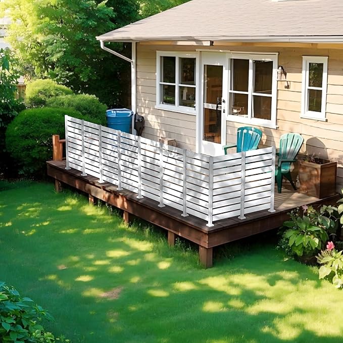 MUPATER 5ft × 3.3ft Wooden Privacy Screen,Easy No-Dig Installation,Two Setup Methods,Aluminum Post,Outdoor Use on Hard Surfaces&Soil,Ideal for Hiding Trash Cans,Air Conditioner Fencing,White(1 Panel)