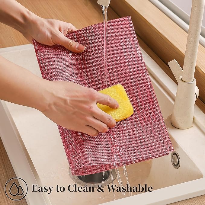 Leetaltree Red Placemats Set of 6 - Heat Resistant Non-Slip Place mats for Dining Table, Washable Durable PVC Vinyl Woven Table Mats