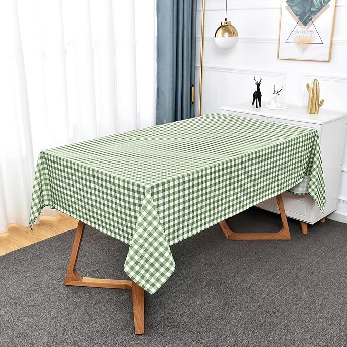 Waterproof Plaid Tablecloth Fabric - Square 58x58 Inch Classic Gingham Checker Table Cloth for Indoor/Outdoor Use - Buffalo Table Cover for Picnics, BBQs, and Parties