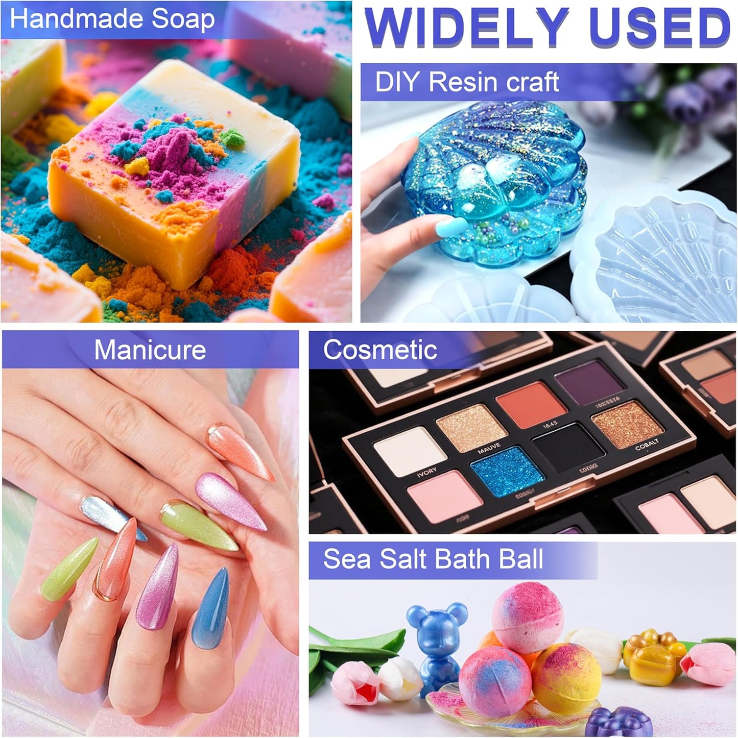 MTBJZJ Mica Powder for Resin, 25 Colors - 20g/Bottle of Epoxy Resin Color Pigment,for Candle Dye, Lip Gloss Pigment, Soap Making, Slime Colorant, Paint, Bath Bombs,Nail Polish and Eye Shadow