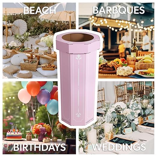 Eyely MPH1301D-SET2 Sal 25-Gallon Disposable Corrugated Cardboard Event Trash Can and Recycling Bin for BBQs, Beach, Parties & Events & Outdoor Activities, Bridal Pink (Set of 2)