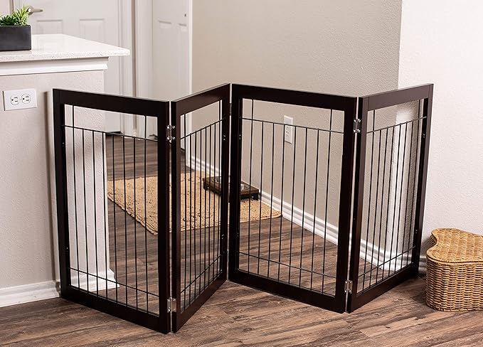 Internet's Best Traditional Wire Dog Gate - 4 Panel - 30" Tall - Espresso