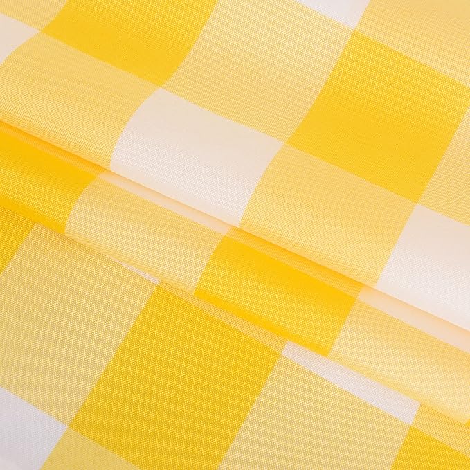 Cupuamon 2 Pack Waterproof Polyester Fabic Rectangle Checkered Tablecloth，60x120 Outdoor Table Cloth，Oil Stain Prevention Table Cloth for Pinics and Parties（Yellow and White）