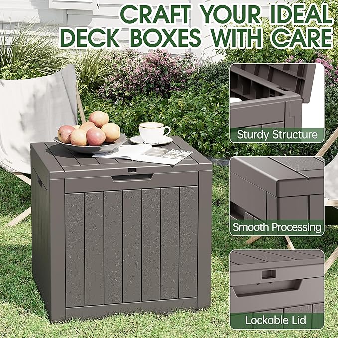 KAMABOKO 32 Gallon Outdoor Storage Box 2 Pack All-Weather Deck Box for Patio Furniture, Package Deliveries, Garden Tools, Pool Supplies & Cushions, Grey