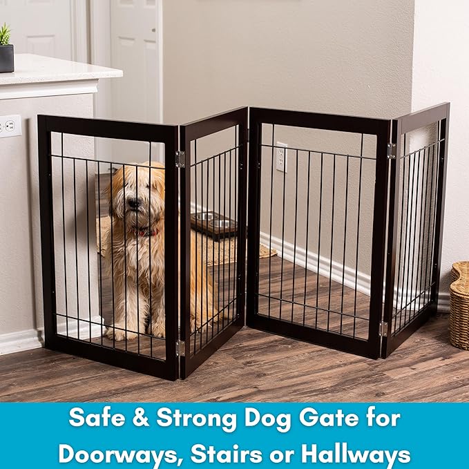 Internet's Best Traditional Wire Dog Gate - 4 Panel - 30" Tall - Espresso