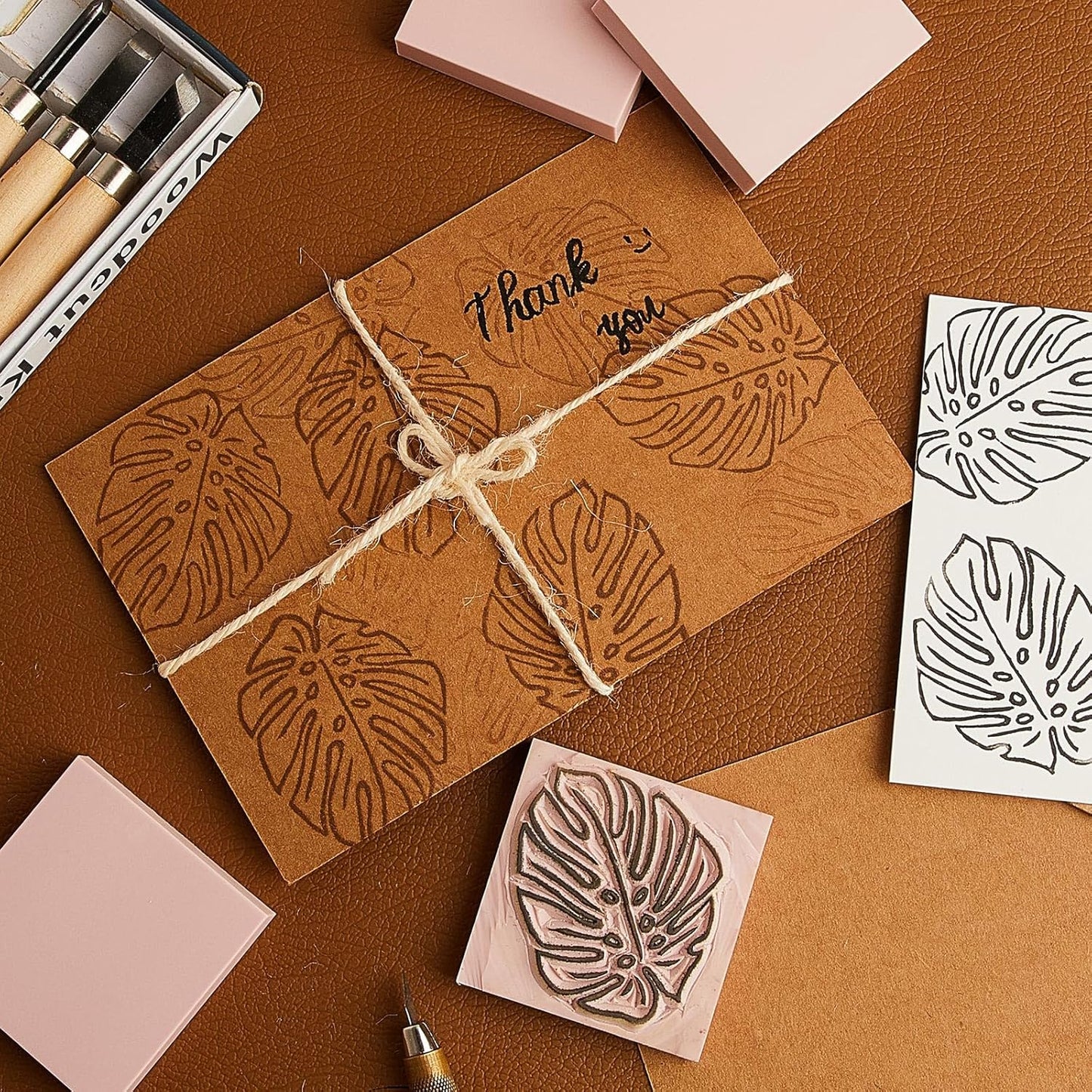 Frienda 24 Pcs 2" X 2" Rubber Carving Blocks Linoleum Blocks for Printmaking, Stamp Making, DIY Crafting, Scrapbook, Painting, Soft and Easy to Carve (Pink)