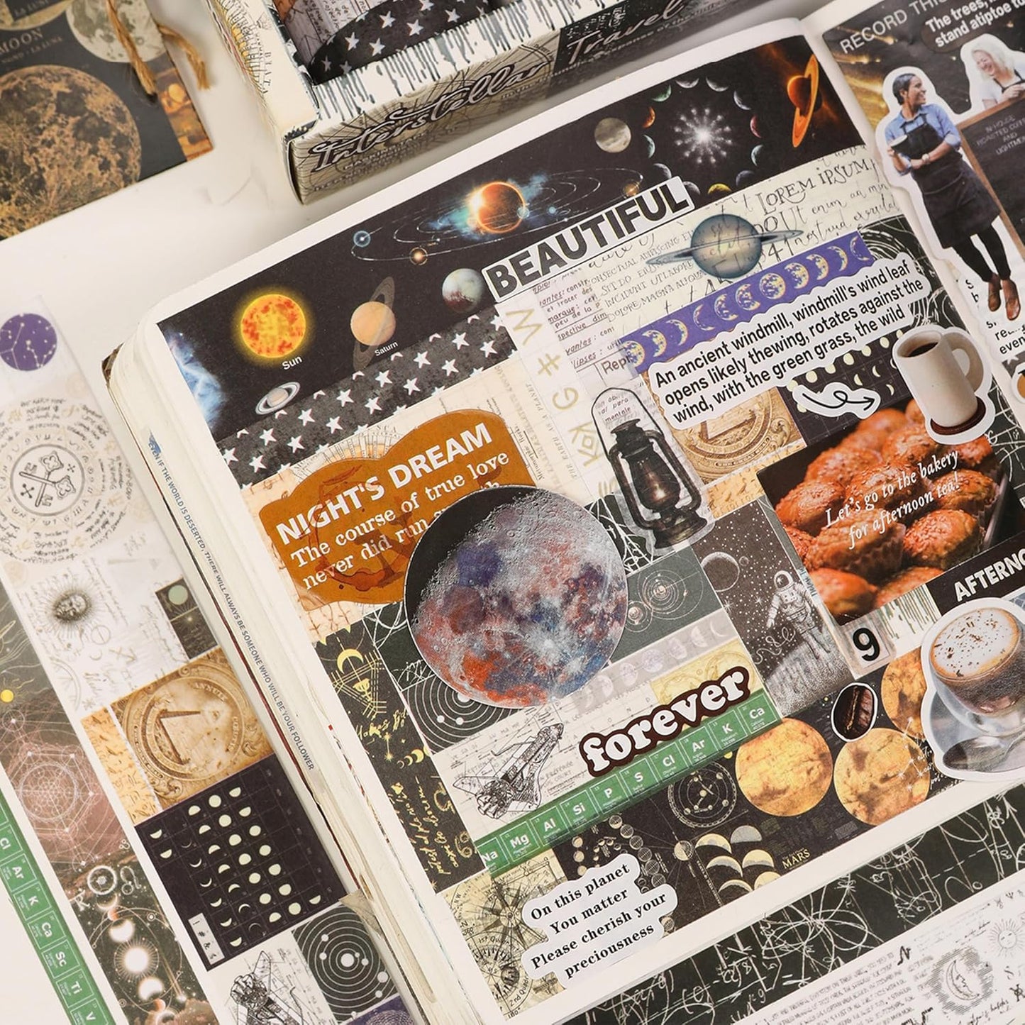 Vintage Washi Tape Set - 24 Rolls Arts Adhesive Tapes Assorted Retro Decorative Masking Tape Sets for Craft, Kids, Scrapbook, DIY, Gift Wrapping (11-Celestial Dreams)