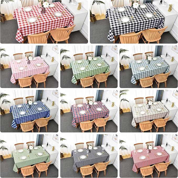 Classic Gingham Buffalo Tablecloth Fabric - Oblong 58x144 Inch Water Proof Checkered Table Cloth for Indoor Outdoor - Table Cover for Birthday, Picnics, BBQs, and Parties