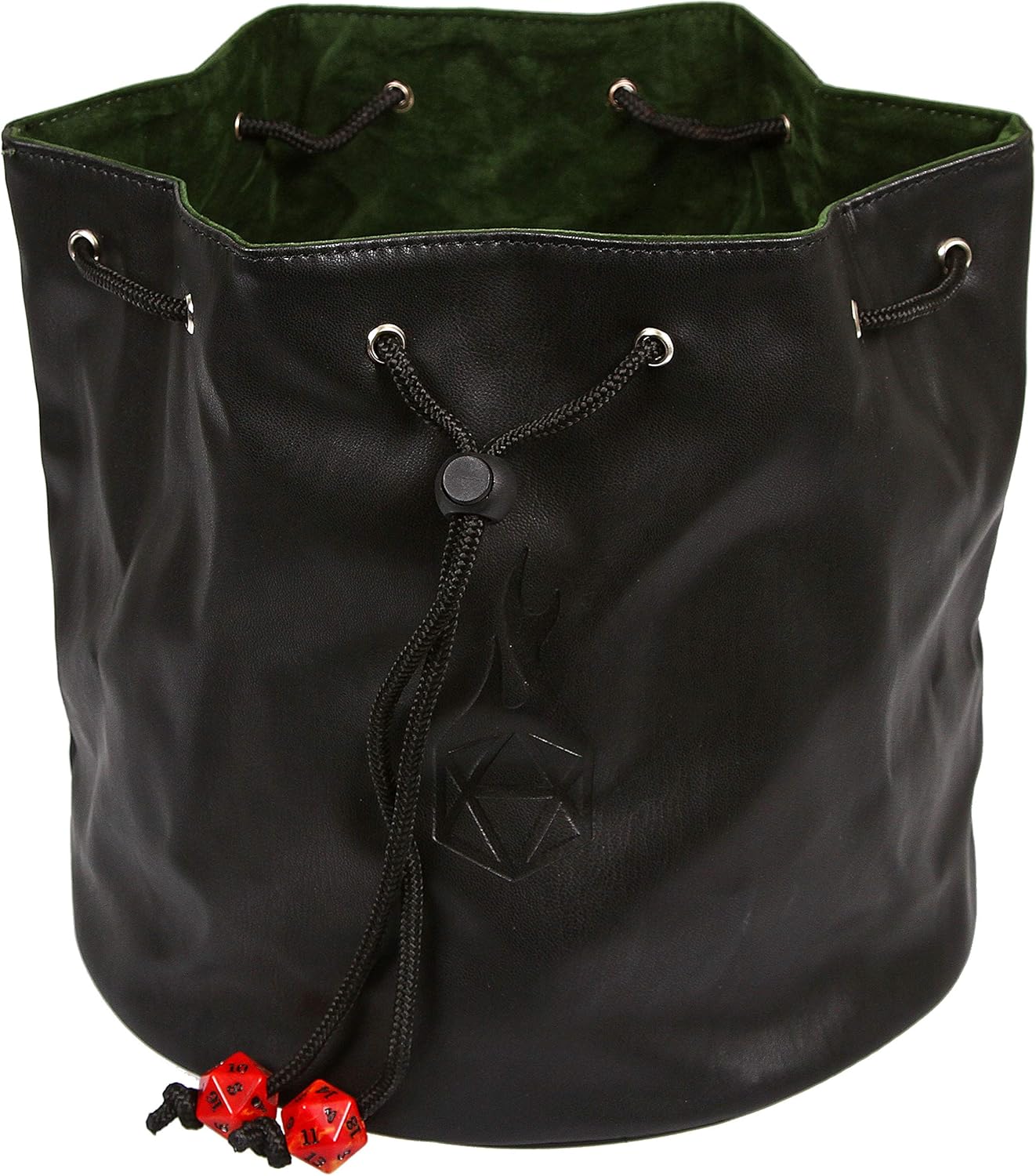 Forged Dice Co. Pouch of The Endless Hoard Dice Bag - Holds Over 1,000 Polyhedral Dice - Dice Storage Bag with 7 Pockets - Perfect for Bulk Dice - Black/Green